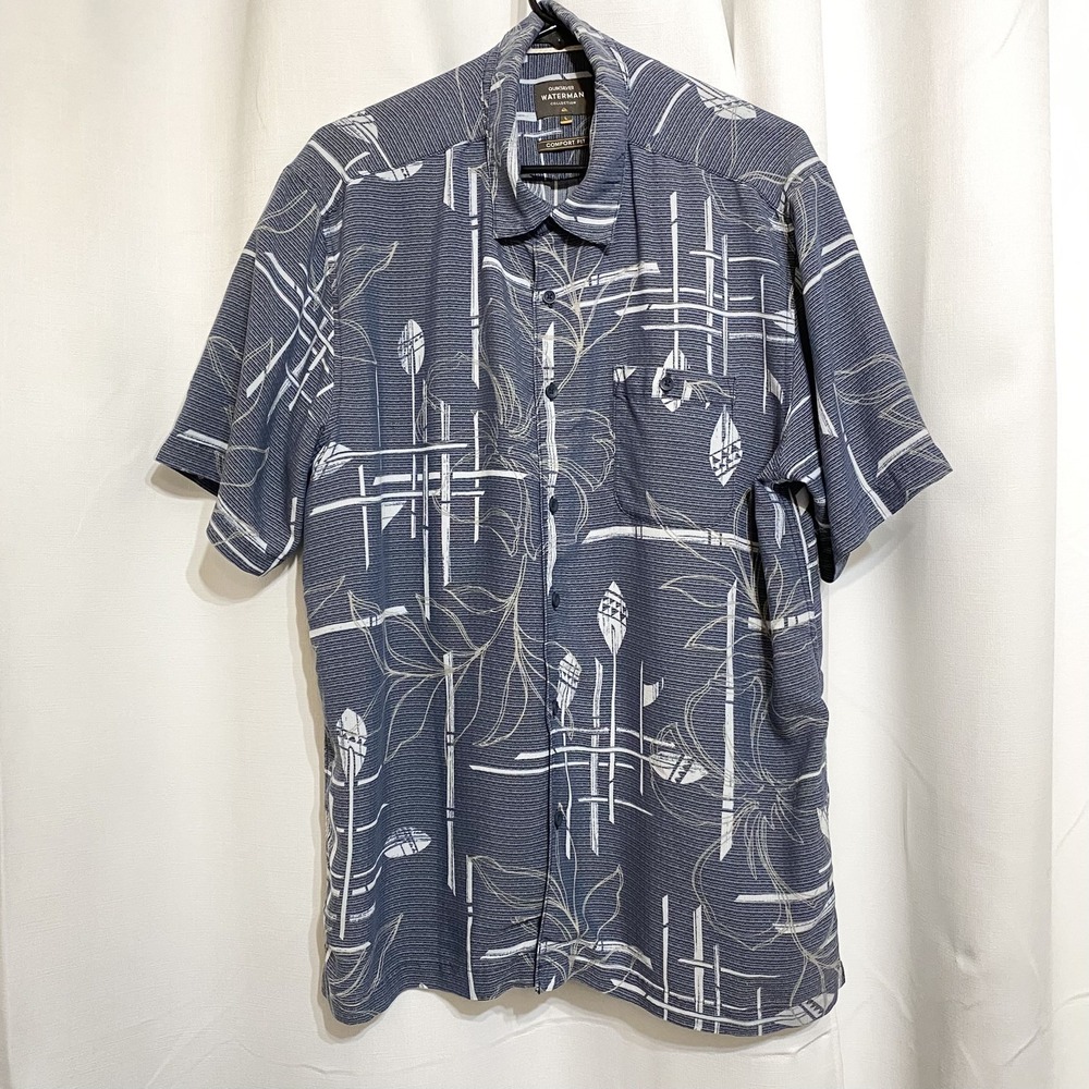 Quicksilver‎ Waterman Collection Mens Shirt Comfort Fit Paddle Out Blue Large